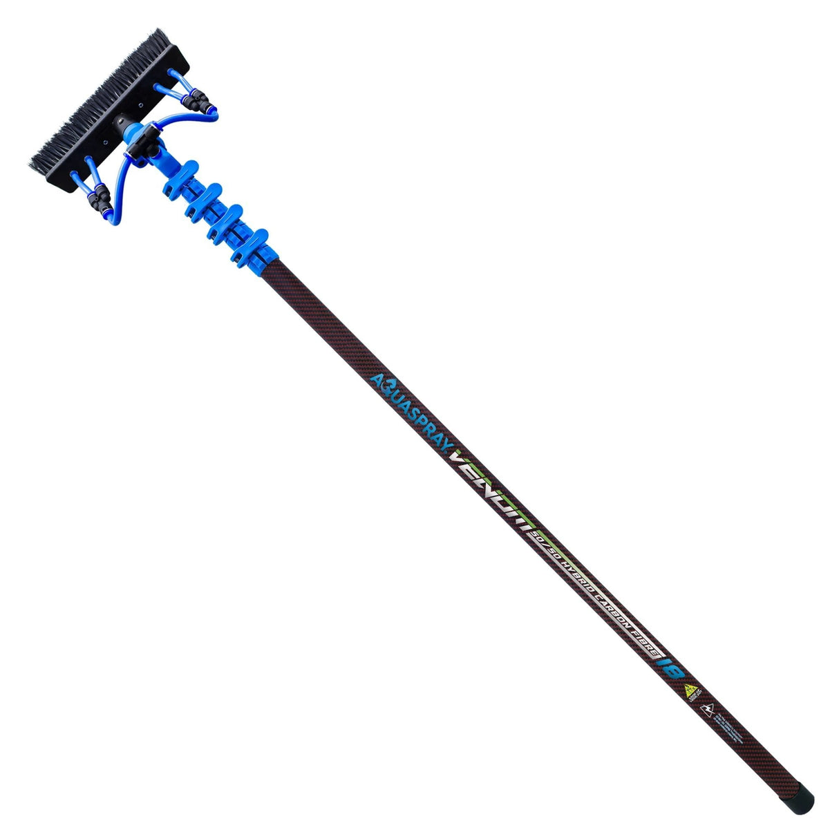 Aquaspray Venom 18ft Hybrid 50% Carbon, 50% Fiberglass Waterfed Window Cleaning Pole – 4 Sections - Armstrong Cheshire