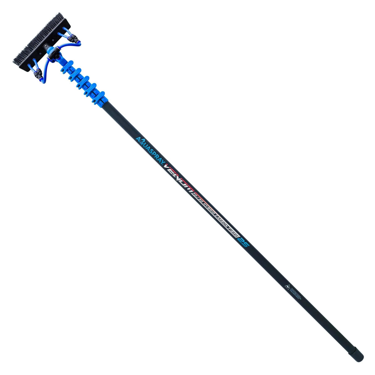 Aquaspray Venom 25ft Hybrid 70% Carbon, 30% Fiberglass Waterfed Window Cleaning Pole – 5 Sections - Armstrong Cheshire