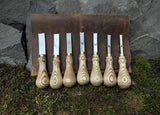 Professional Woodworking Tool Hand-Forged Leather Skiving Knife Set: 52100 Carbon Steel, French Edge, Leather Case