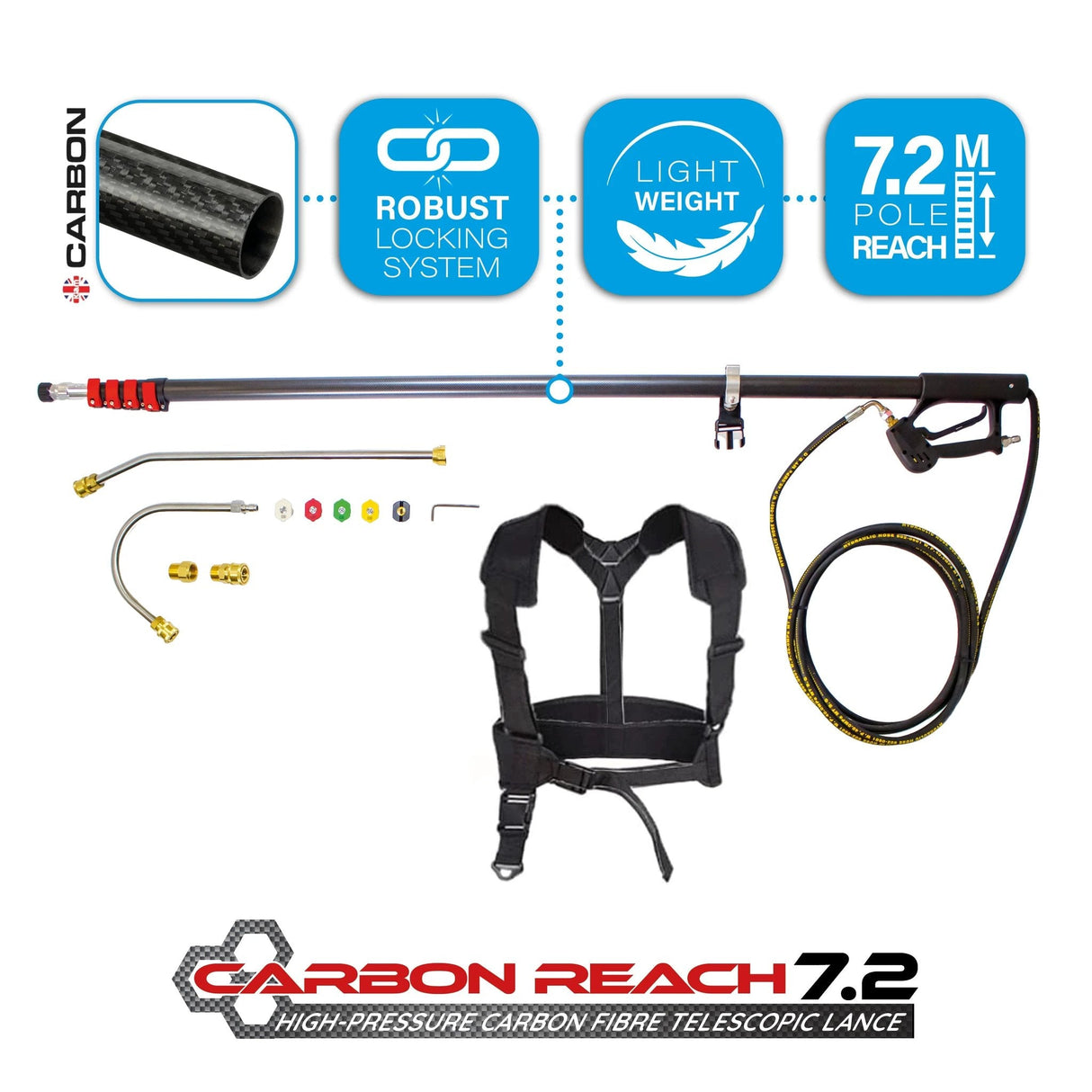 Carbon Reach 7.2 Metre Telescopic Carbon Fibre Lance - Armstrong Cheshire