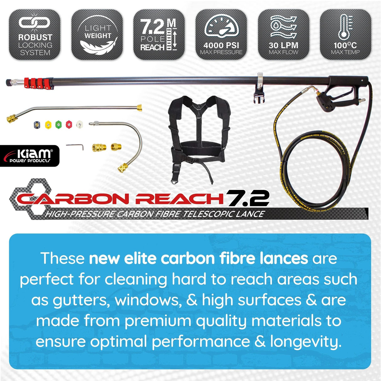 Carbon Reach 7.2 Metre Telescopic Carbon Fibre Lance - Armstrong Cheshire