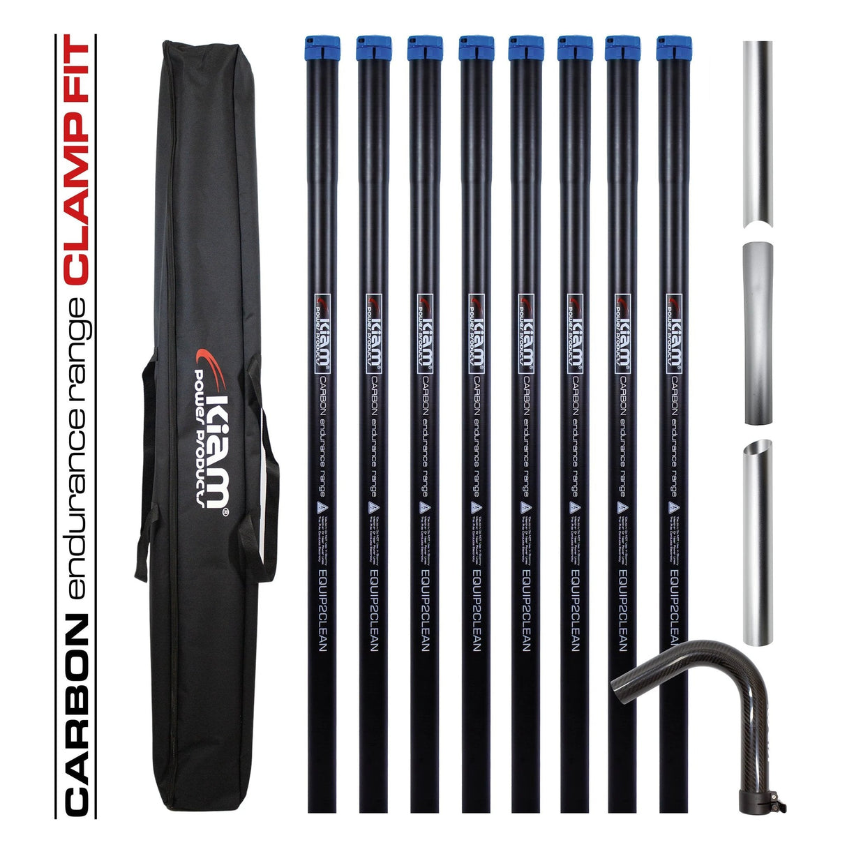 Clamped Carbon Fibre Gutter Vacuum Pole Kits (51mm Diameter) 20ft-40ft - Armstrong Cheshire