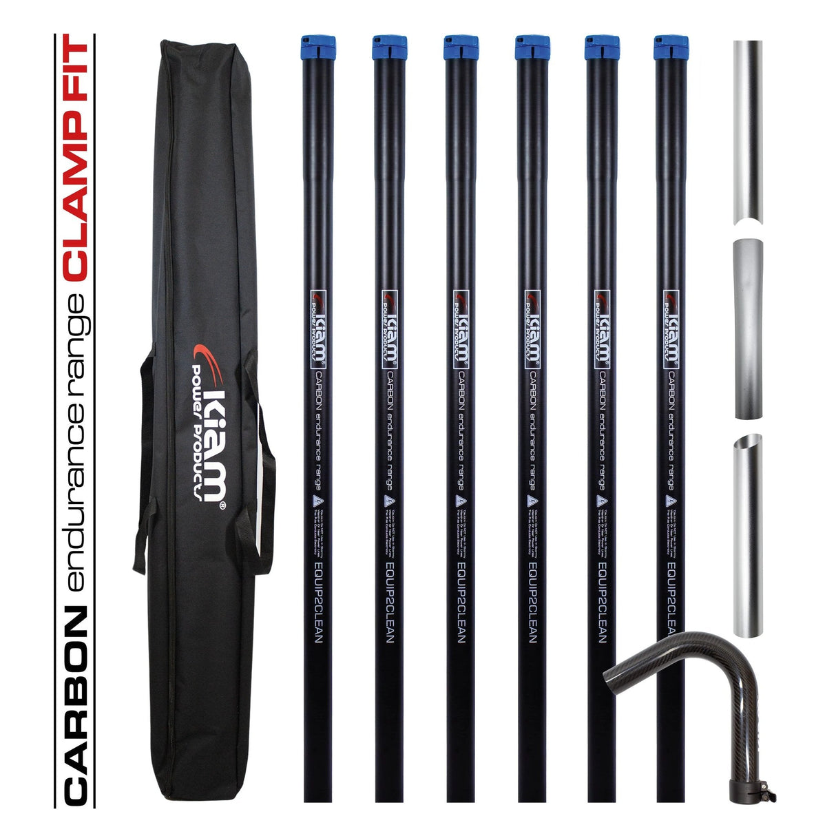 Clamped Carbon Fibre Gutter Vacuum Pole Kits (51mm Diameter) 20ft-40ft - Armstrong Cheshire