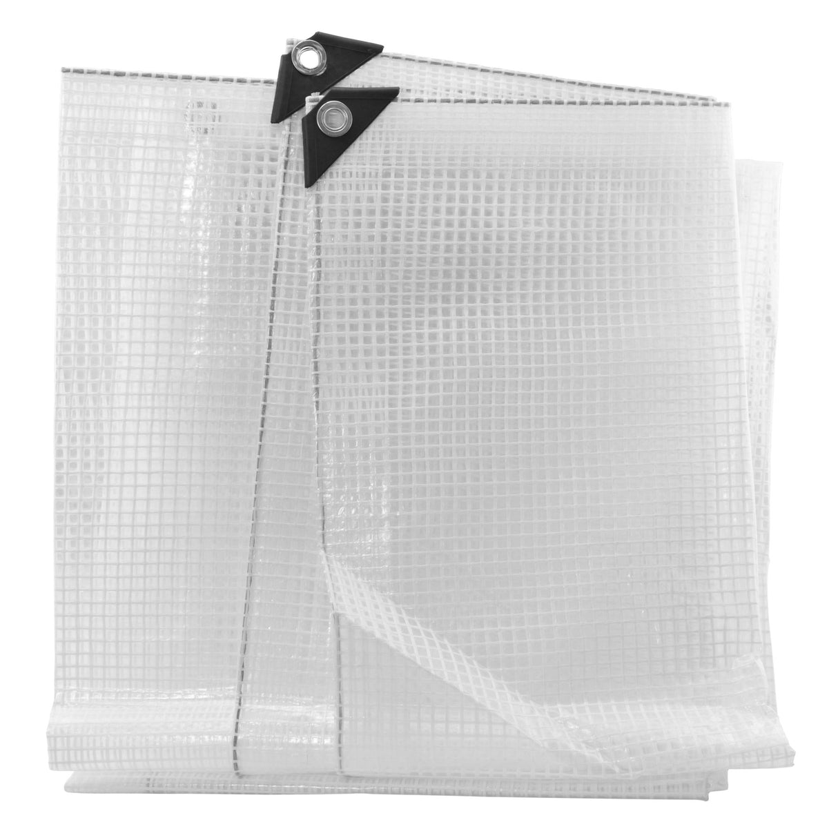 Clear M-Grade Tarpaulin with 10m of 6mm Bungee Rope and 10 x Slide Type Tarp Clips