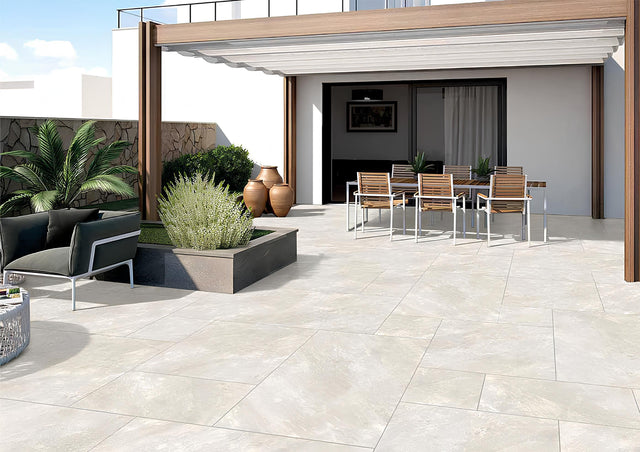 Luzia Porcelain Paving Cloud White Outdoor Tiles