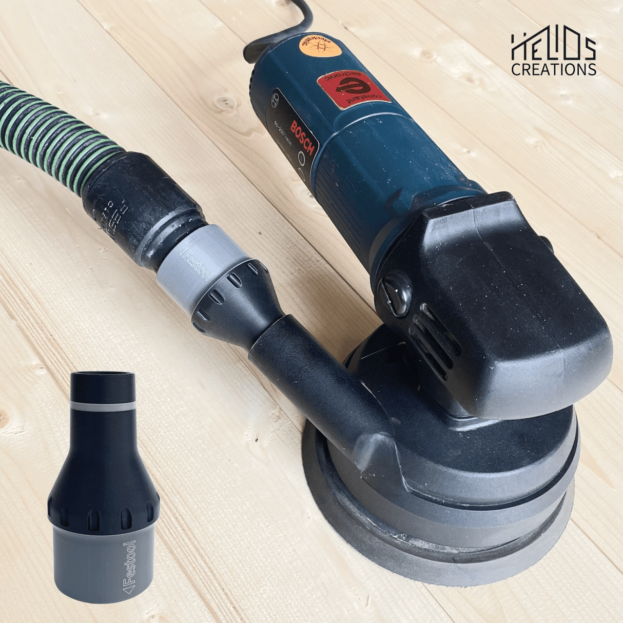 Dust Adapter for Bosch Sanders and Routers – Compatible with Festool Extractors by Helios Creations