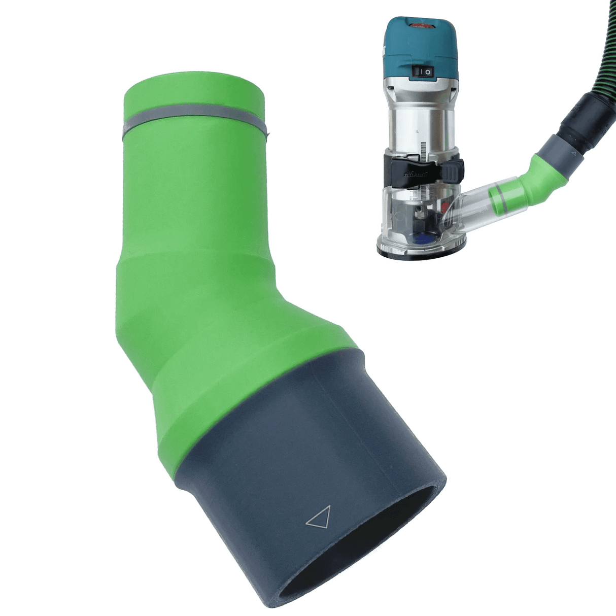 Dust Adapter for Makita RT0700 / DRT50Z and Clones to Festool Dust Extractors – Angled Seal by Helios Creations