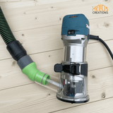 Dust Adapter for Makita RT0700 / DRT50Z and Clones to Festool Dust Extractors – Angled Seal by Helios Creations