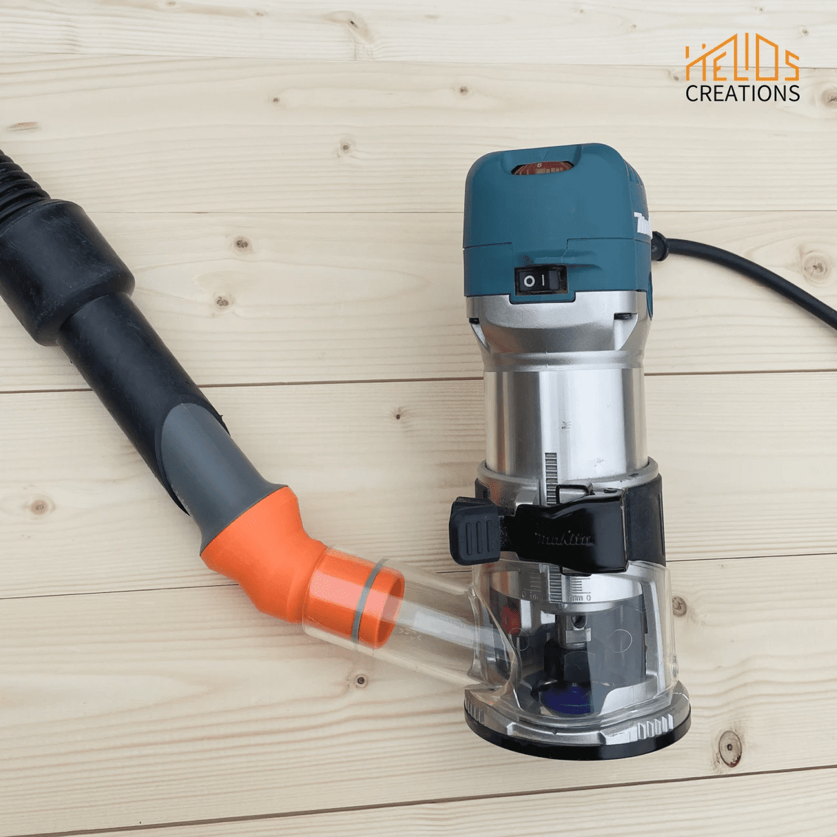 Dust Adapter for Makita RT0700 / DRT50Z and Clones to Numatic Henry Vacuum Cleaner – Angled Seal by Helios Creations