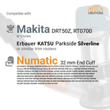 Dust Adapter for Makita RT0700 / DRT50Z and Clones to Numatic Henry Vacuum Cleaner – Angled Seal by Helios Creations