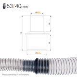 Dust Extraction Hose Reducer – 63 mm (2.5") to 50/45/40/38 mm