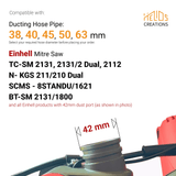 Einhell Mitre Saw Dust Port Adapter to 38, 40, 45, 50, 63 mm Hose Pipe by Helios Creations
