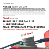Einhell Mitre Saw Dust Port Adapter to Numatic Henry Family by Helios Creations