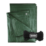 Green M-Grade Tarpaulin with 10 Metres of 8mm Bungee Rope