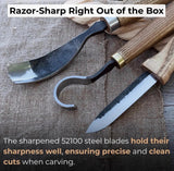 Hand-Forged Spoon Carving Knife Set: Carbon Steel, Ash Handles, Leather Sheath by CraftoriaShop