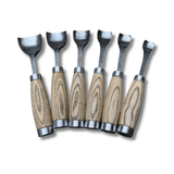 Hand-Forged Wood Carving Gouge Set | Whittling and Spoon Carving, Leather Roll