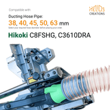 Hose Adapter for Hikoki C3610DRA & C8FSHG Mitre Chop Saw to 38, 40, 45, 50, 63 mm Hose Pipe by Helios Creations