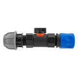 Hose Connector Blue with In-Line BSPF Valve and 20mm MDPE Straight - Armstrong Cheshire