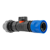 Hose Connector Blue with In-Line BSPF Valve and 20mm MDPE Straight - Armstrong Cheshire