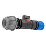 Hose Connector Blue with In-Line BSPF Valve and 20mm MDPE Straight - Armstrong Cheshire