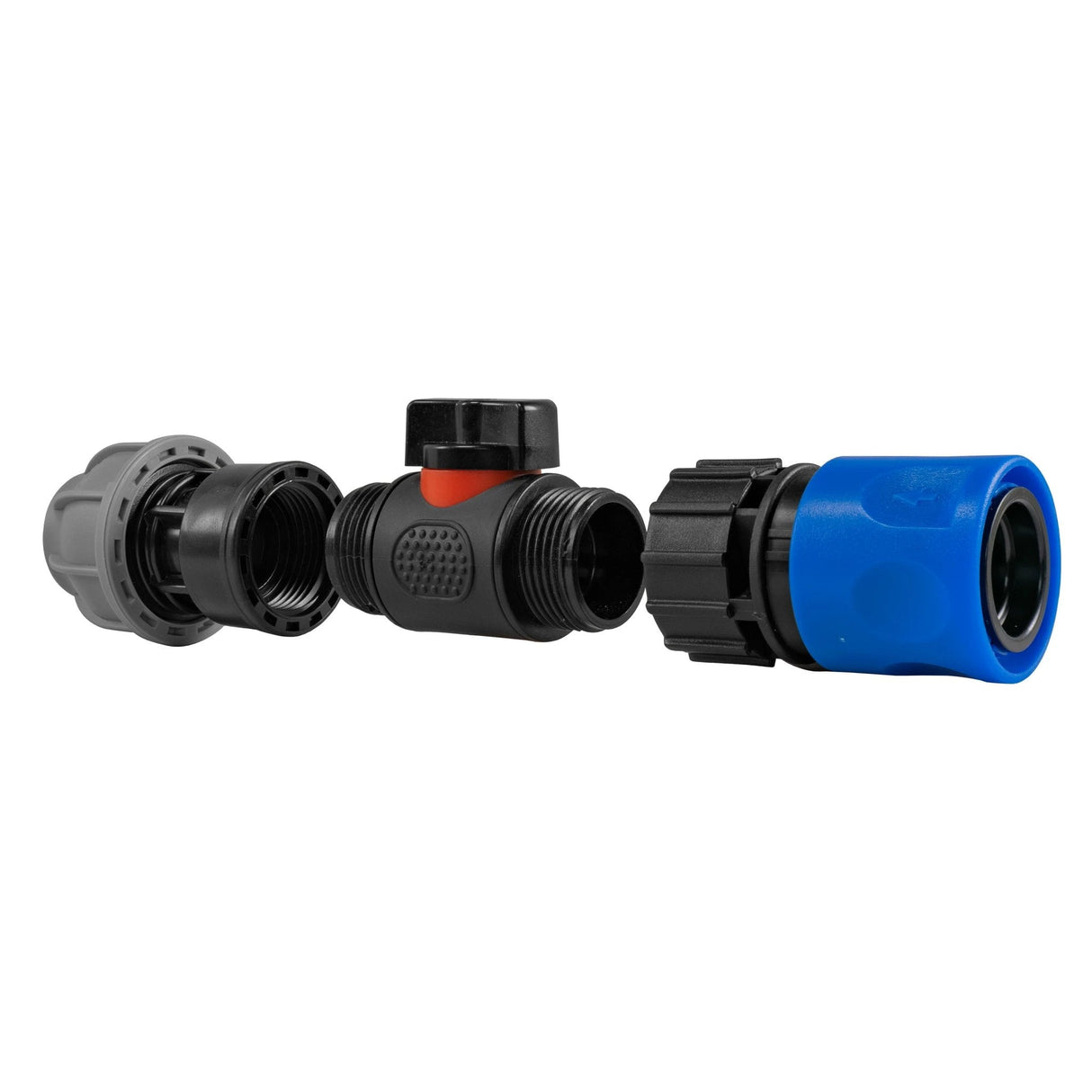 Hose Connector Blue with In-Line BSPM Valve and 20mm MDPE Straight - Armstrong Cheshire