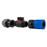 Hose Connector Blue with In-Line BSPM Valve and 20mm MDPE Straight - Armstrong Cheshire
