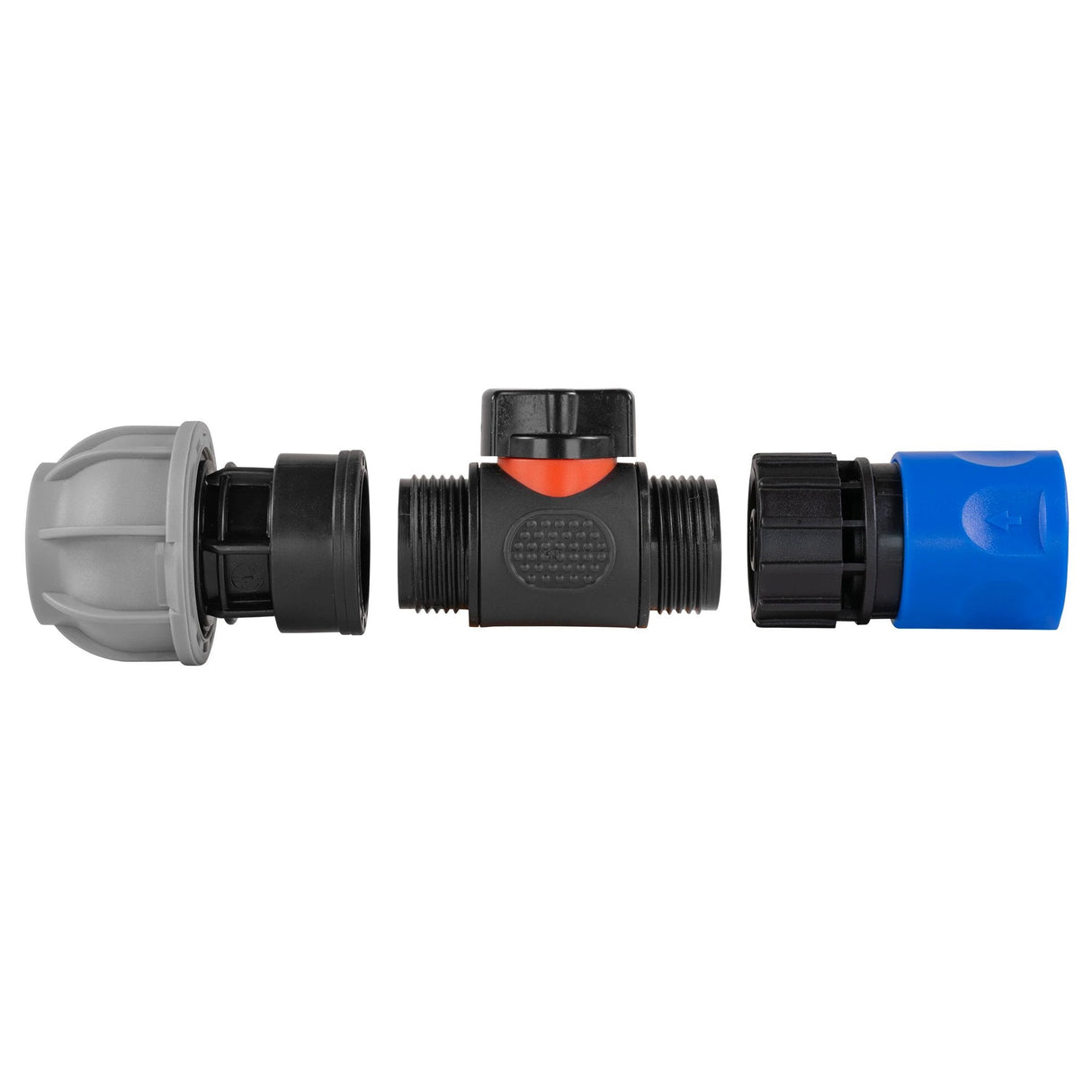 Hose Connector Blue with In-Line BSPM Valve and 20mm MDPE Straight - Armstrong Cheshire