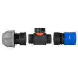 Hose Connector Blue with In-Line BSPM Valve and 20mm MDPE Straight - Armstrong Cheshire