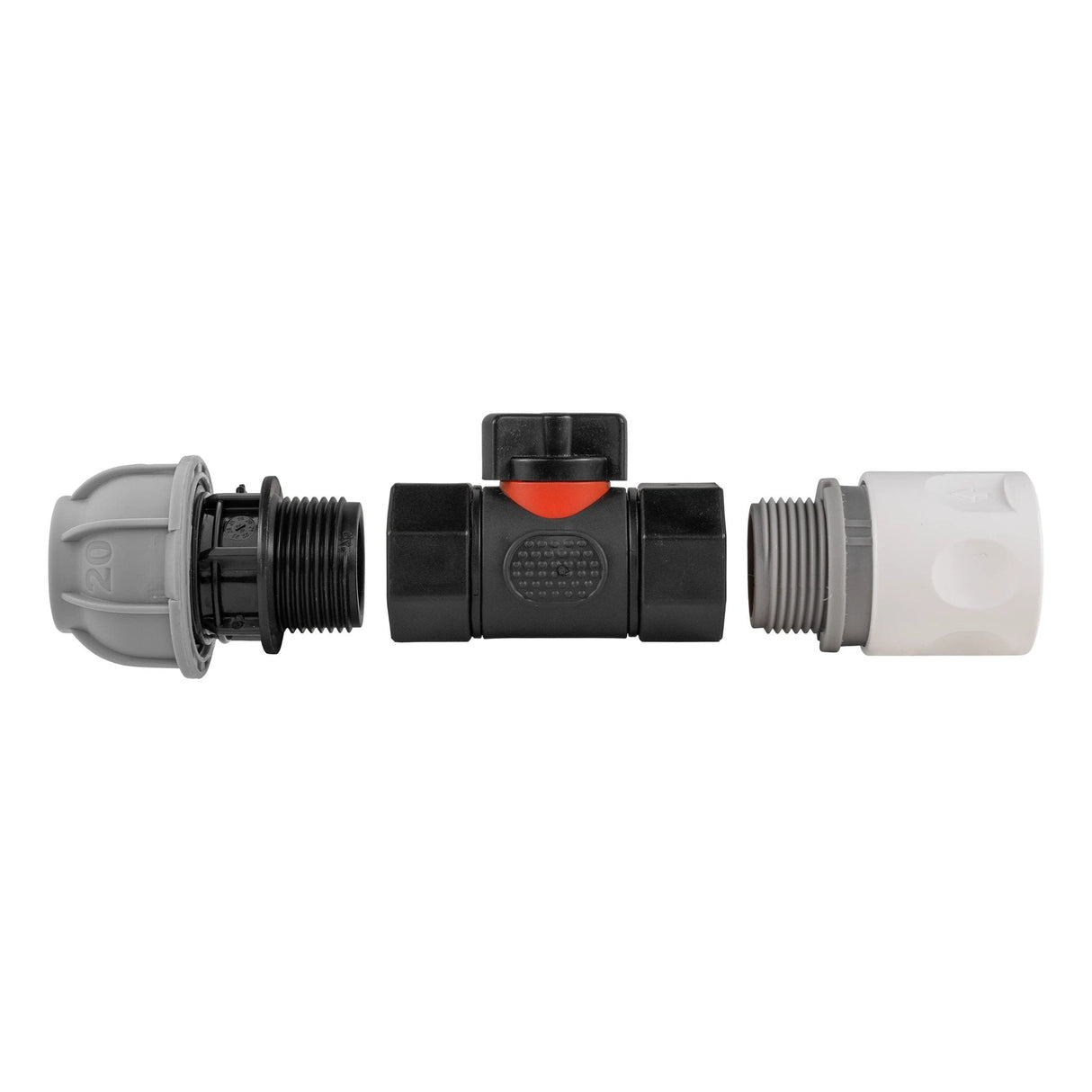 Hose Connector WL with In-Line BSPF Valve and 20mm MDPE Straight - Armstrong Cheshire