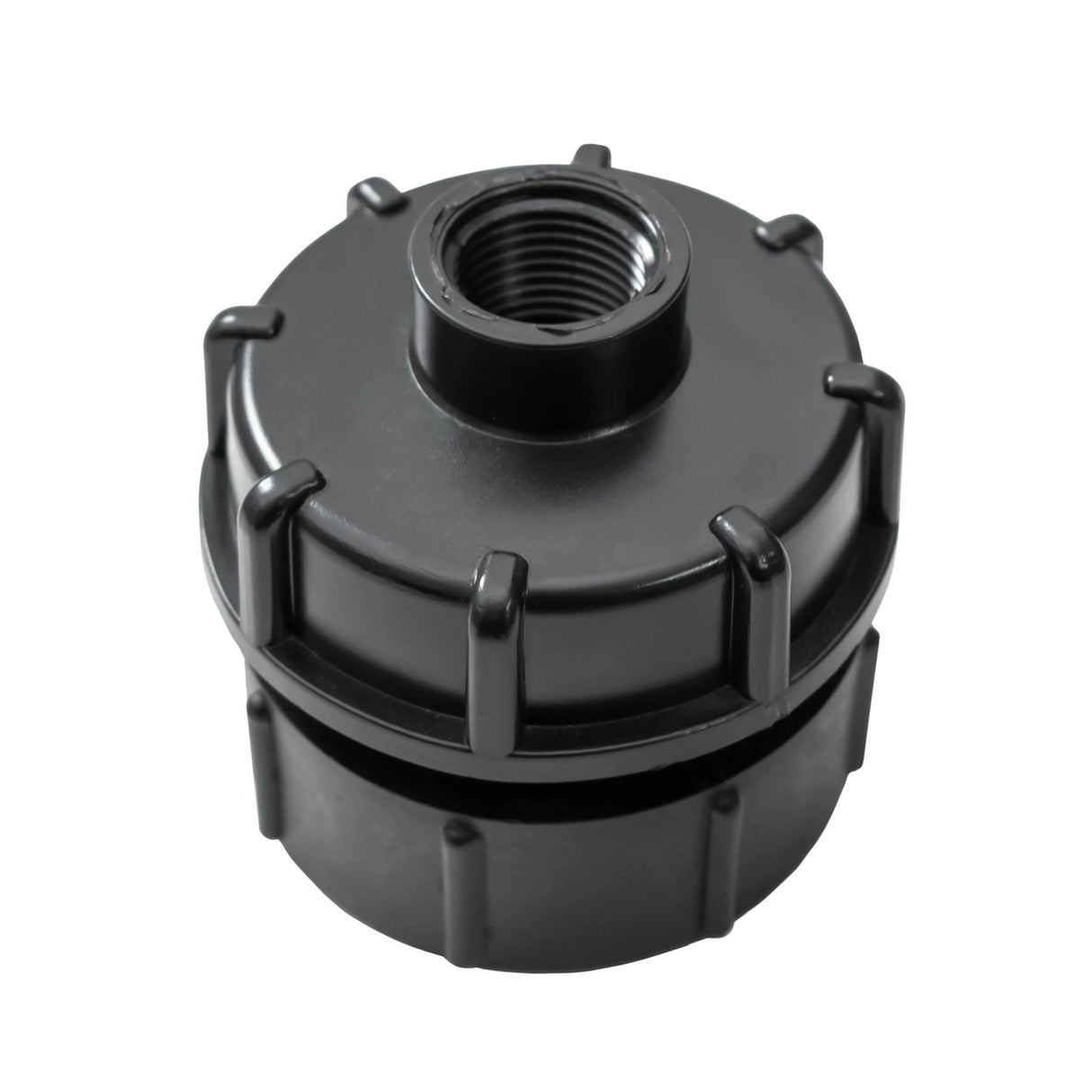 IBC 2” BSPF – S60X6 Cap with S60X6 – ½” BSPF Cap and Brass Bib Tap 1/2” Barb - Armstrong Cheshire