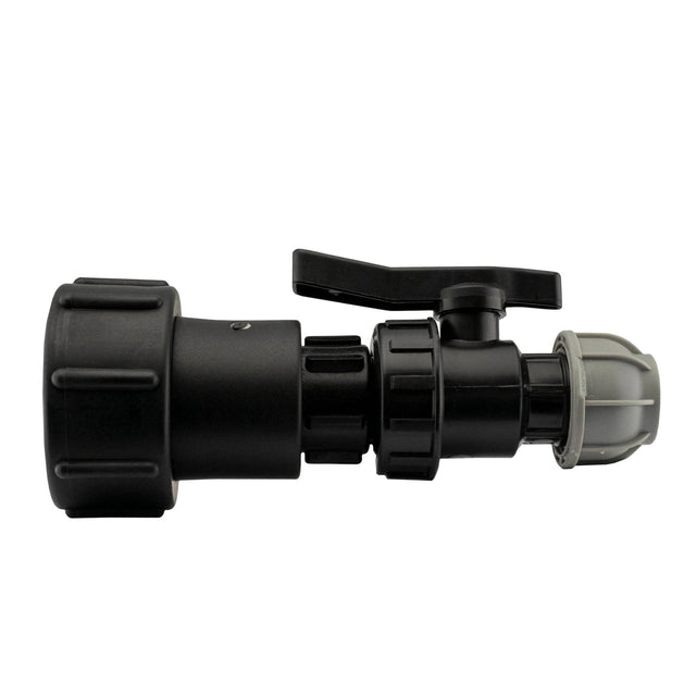 IBC 2” S60X6 - 1" BSPF Extender Adaptor with 32mm MDPE Valve - Armstrong Cheshire