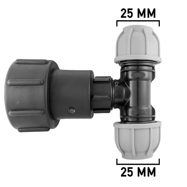 IBC 2” S60X6 – 1" BSPF Extender Adaptor with MDPE Tee 25mm - Armstrong Cheshire