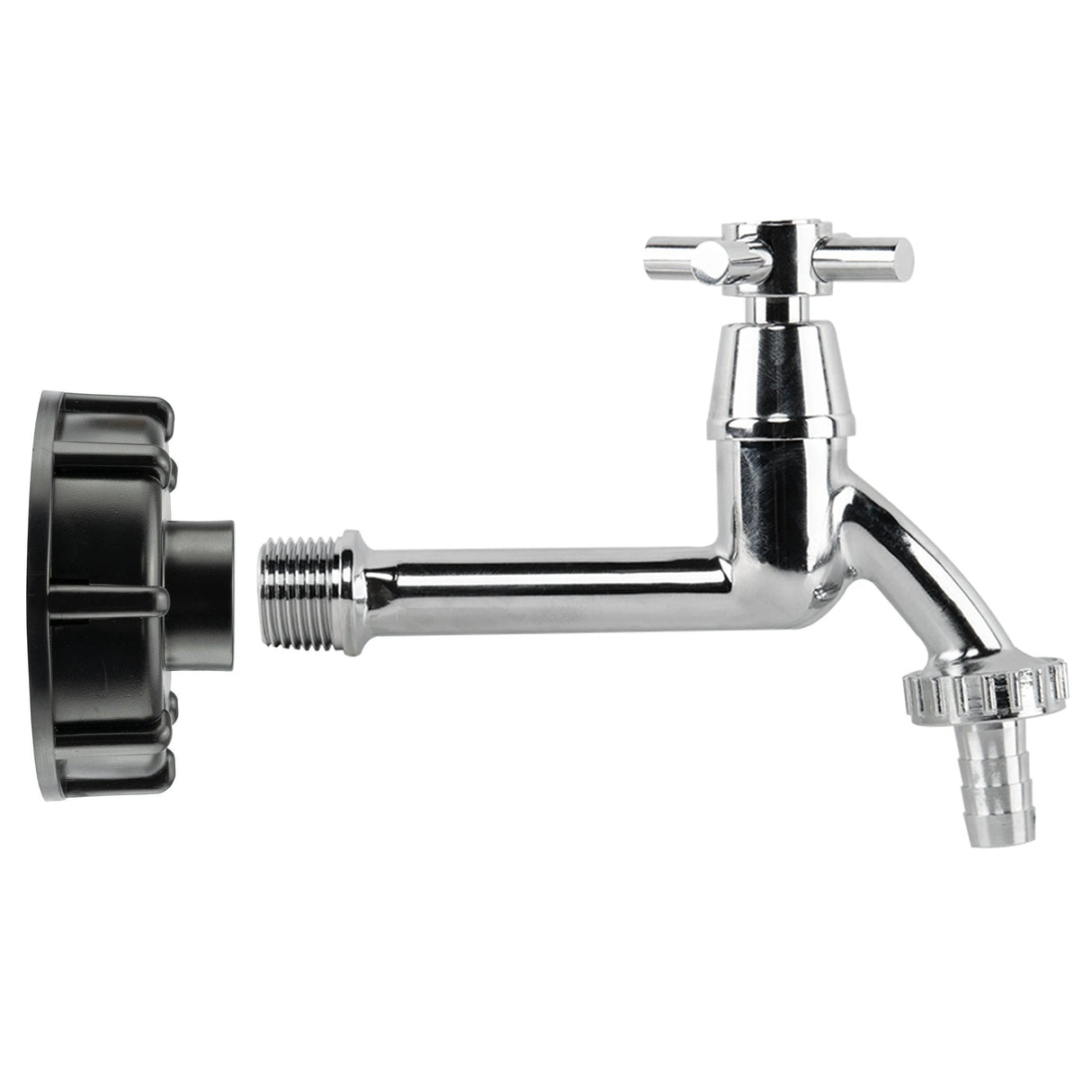 IBC 2" S60X6 - 1/2" BSP Cap with Extended Brass Chrome Tap 1/2" Barb - Armstrong Cheshire