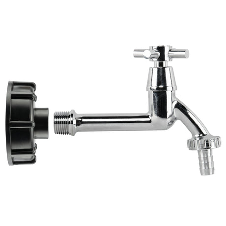 IBC 2" S60X6 - 1/2" BSP Cap with Extended Brass Chrome Tap 1/2" Barb - Armstrong Cheshire