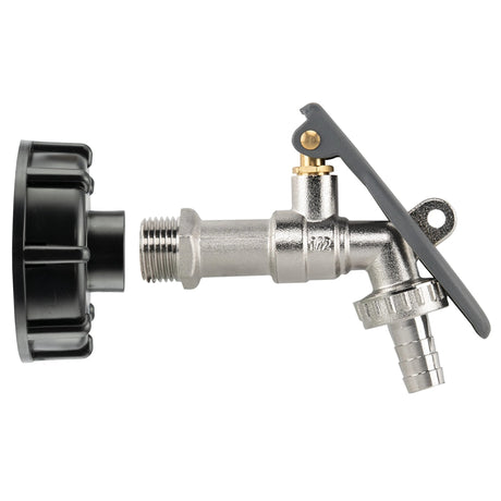 IBC 2" S60X6 - 1/2" BSP Cap with Lever Tap Hose Barb and Lever Lock - Armstrong Cheshire