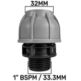 IBC 2” S60X6 Cap with 32mm MDPE Straight - Armstrong Cheshire