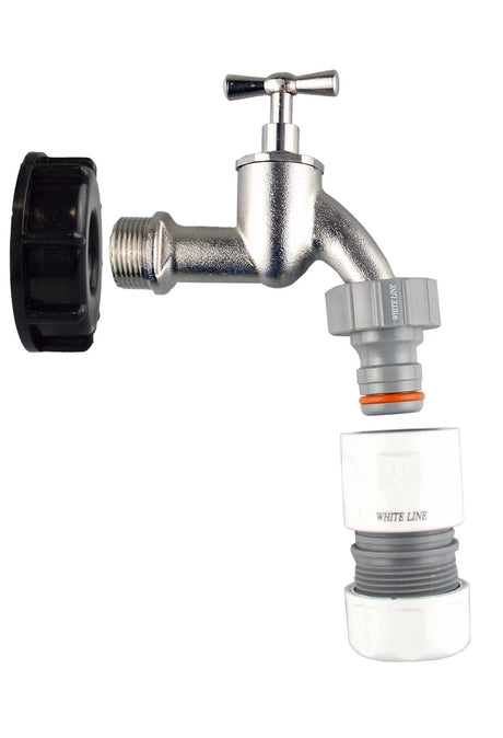 IBC 2” S60X6 Cap with Bib Tap and Max Flo Hose Connectors Set - Armstrong Cheshire