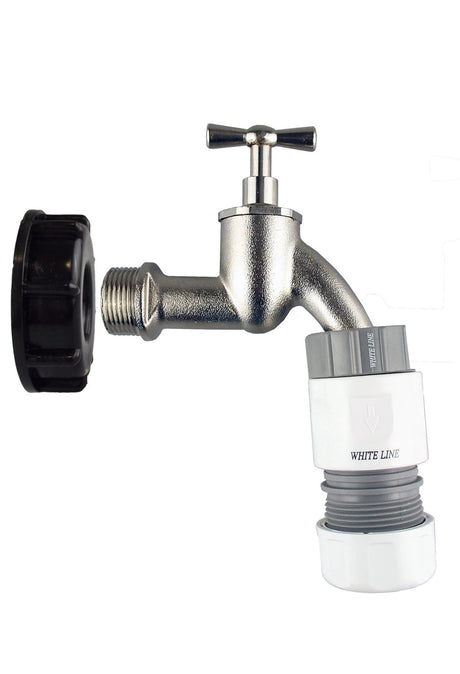 IBC 2” S60X6 Cap with Bib Tap and Max Flo Hose Connectors Set - Armstrong Cheshire