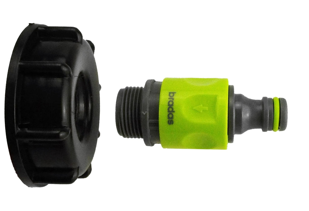 IBC 2” S60X6 Cap with ¾” BSP Threaded Hose Connector and Double Male Lime - Armstrong Cheshire