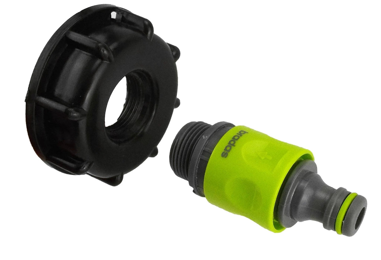 IBC 2” S60X6 Cap with ¾” BSP Threaded Hose Connector and Double Male Lime - Armstrong Cheshire