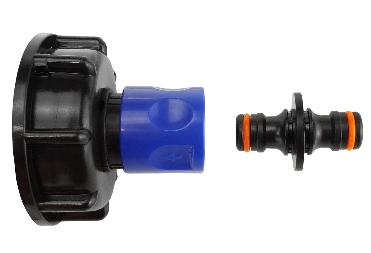 IBC 2” S60X6 Cap with ¾” BSP Threaded Hose Connector Blue and Double Male - Armstrong Cheshire
