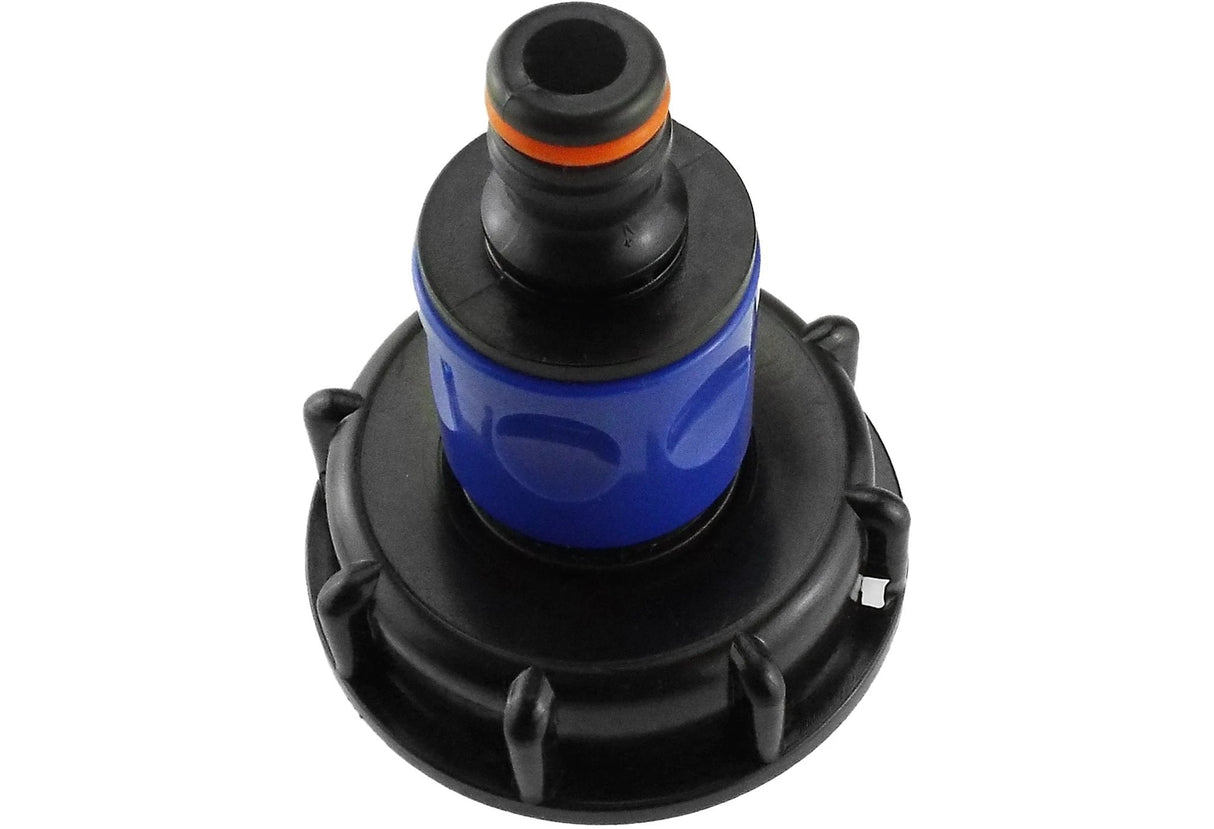 IBC 2” S60X6 Cap with ¾” BSP Threaded Hose Connector Blue and Double Male - Armstrong Cheshire