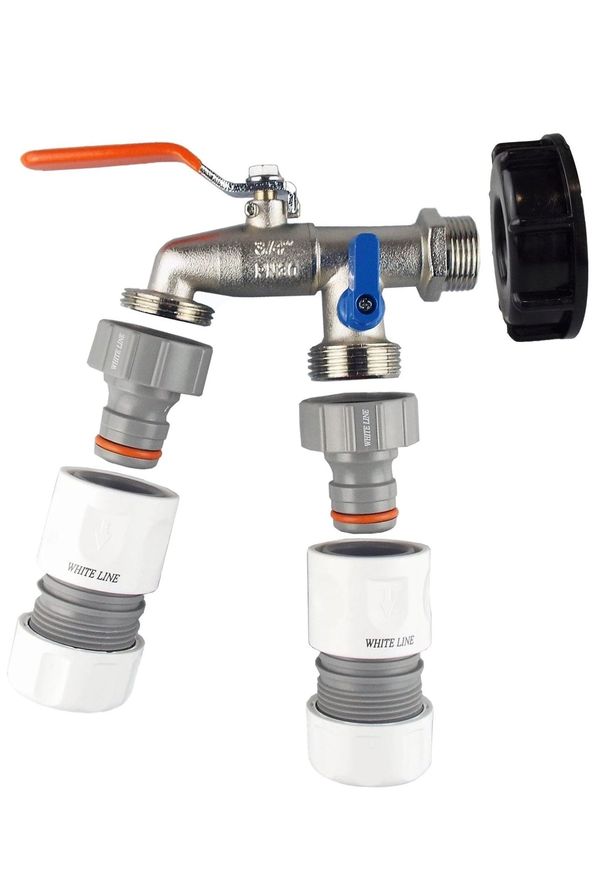 IBC 2” S60X6 Cap with Double Lever Tap and Max Flo Hose Connectors Set - Armstrong Cheshire