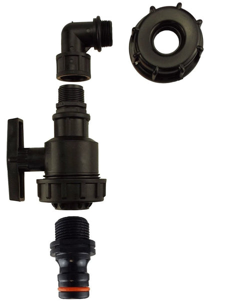 IBC 2” S60X6 Cap with Elbow Fitting, Large Plastic Valve and Male Quick Connector - Armstrong Cheshire