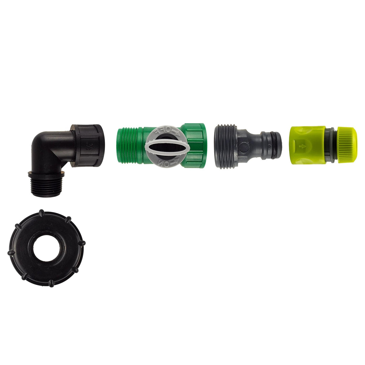 IBC 2” S60X6 Cap with Elbow Fitting, Quick Connector, Valve and Hose Connector - Armstrong Cheshire