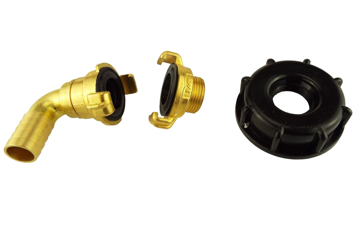 IBC 2” S60X6 Cap with Geka Type Fittings 25mm Barb Swivel Elbow - Armstrong Cheshire