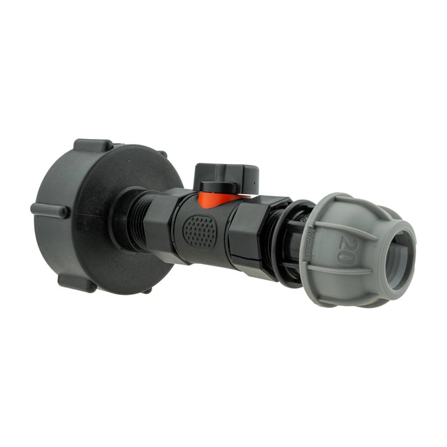 IBC 2” S60X6 Cap with In-Line BSPF Valve and MDPE Straight 20mm - Armstrong Cheshire