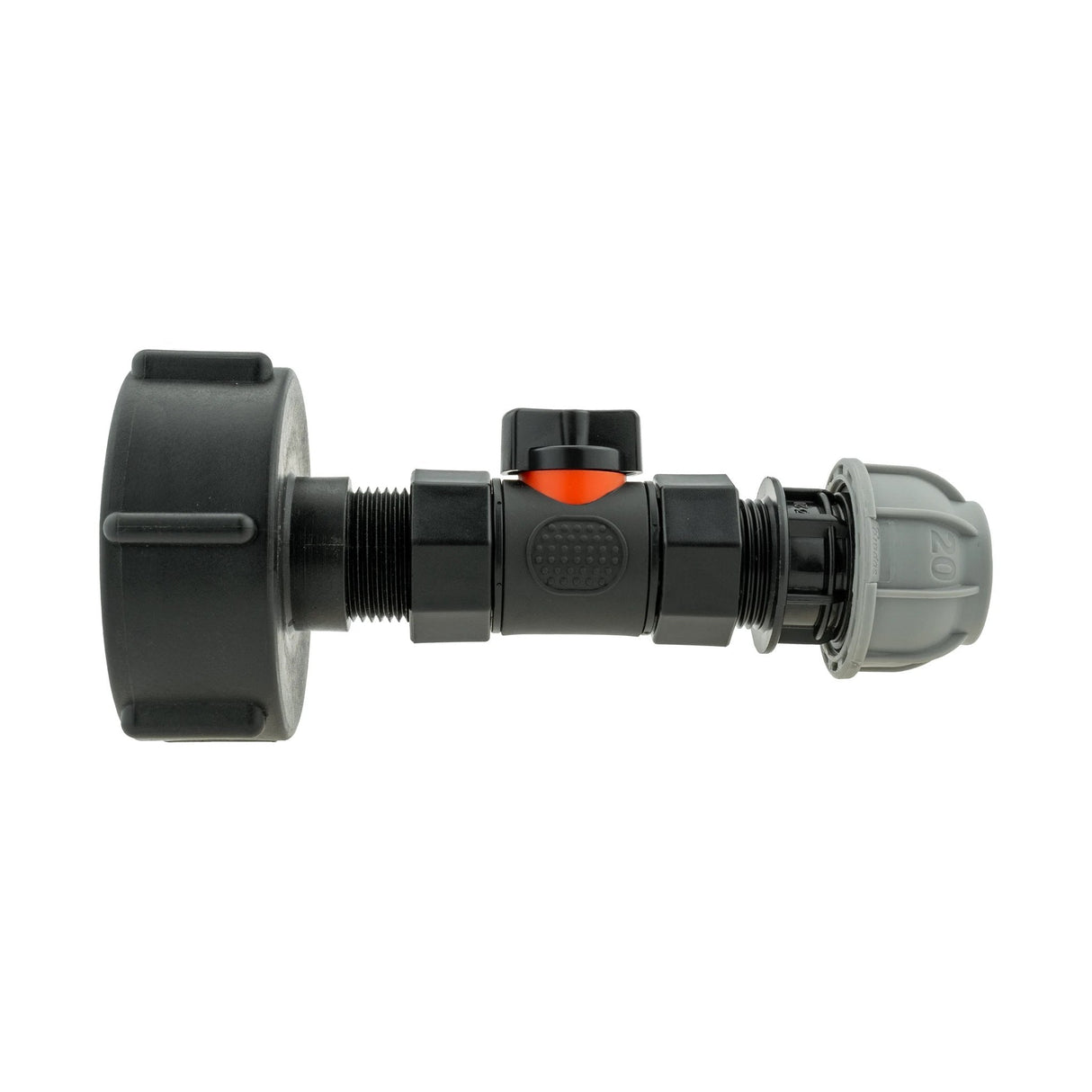 IBC 2” S60X6 Cap with In-Line BSPF Valve and MDPE Straight 20mm - Armstrong Cheshire