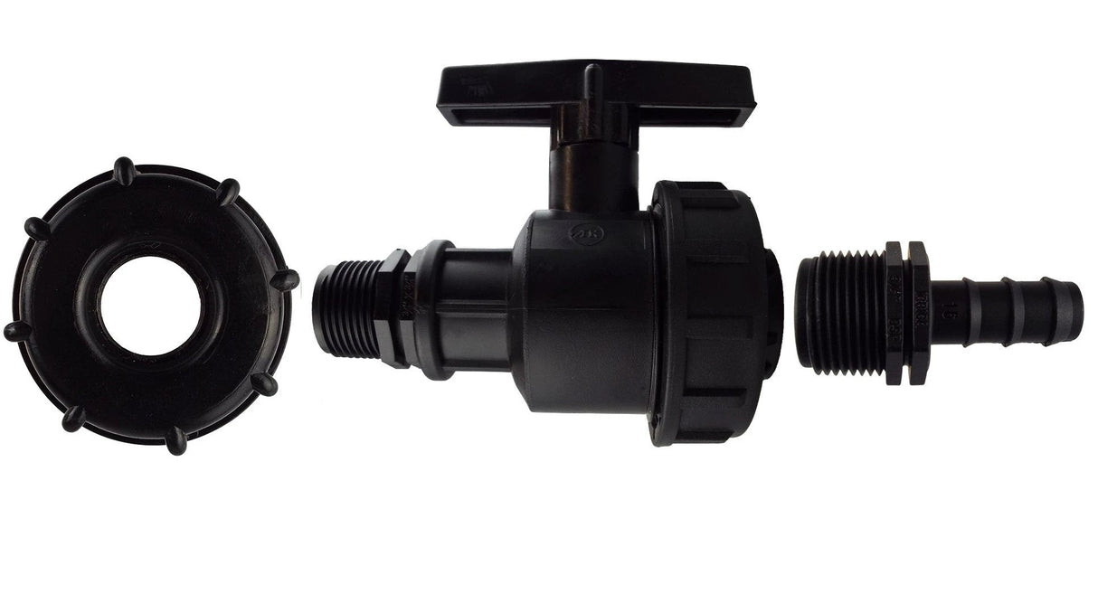 IBC 2” S60X6 Cap with Large Plastic Valve and 16mm Barbed Straight - Armstrong Cheshire
