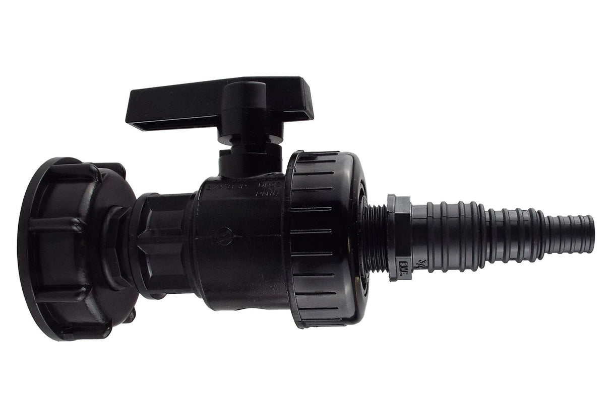 IBC 2” S60X6 Cap with Large Plastic Valve and Pond Connector 13/20/25mm Barb - Armstrong Cheshire